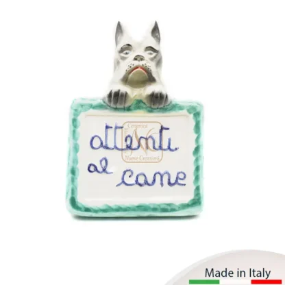 Placca murale cm.15x21 con cane e scritta: "Attenti al cane".